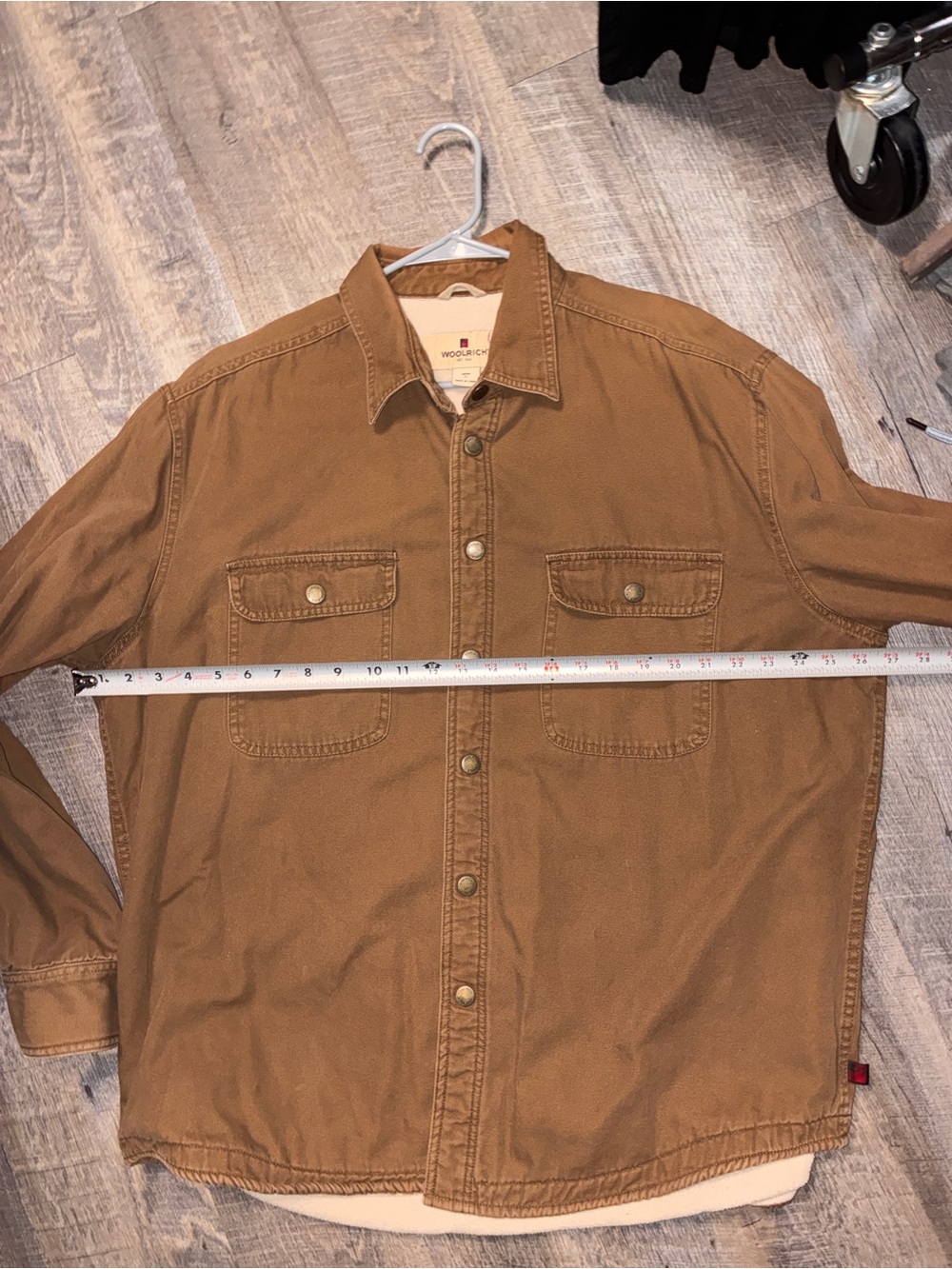 Woolrich Barn Jacket Chore Coat Tan Brown Sherpa Lined - mens size XL - Picture 9 of 10